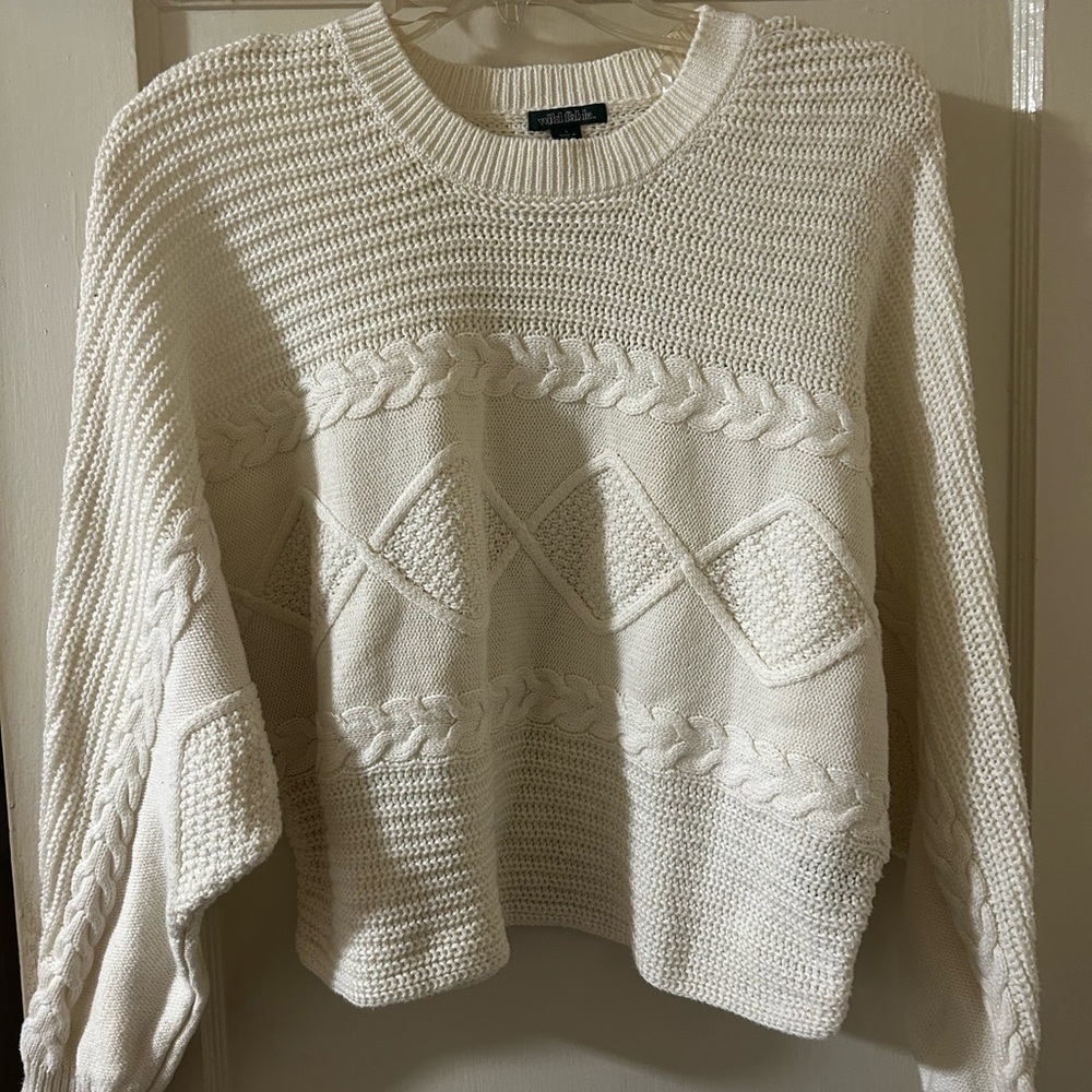 Wild Fable Textured Knit White Sweater
